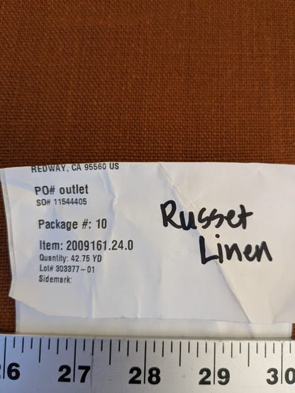 By Yard Lee Jofa Linen Luxe Russet Brown Rust Super Heavy! Belgium MSRP USD113/Y