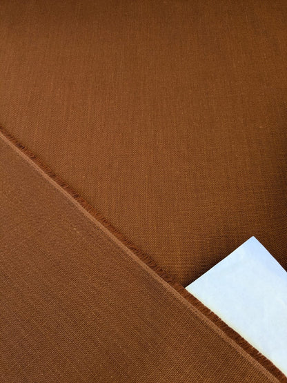 By Yard Lee Jofa Linen Luxe Russet Brown Rust Super Heavy! Belgium MSRP USD113/Y