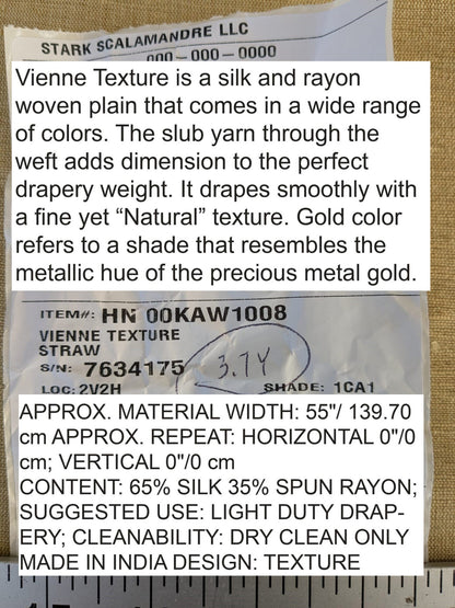 Scalamandre Vienne Texture Straw Beige Silk Solid Texture MSRP USD 276/y