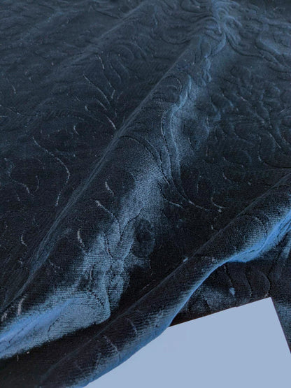 By yard Palazzo Grassi Gaufrage Silk Cut Velvet 100% Silk Pile Renaissance Damask Midnight Blue Pure Lux MSRP USD1000+/Y