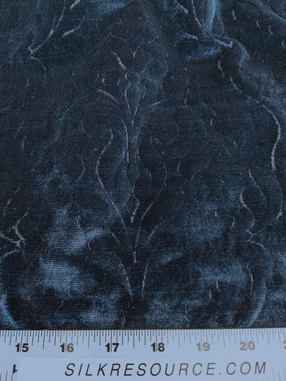 By yard Palazzo Grassi Gaufrage Silk Cut Velvet 100% Silk Pile Renaissance Damask Midnight Blue Pure Lux MSRP USD1000+/Y