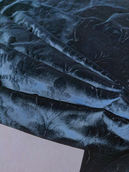 By yard Palazzo Grassi Gaufrage Silk Cut Velvet 100% Silk Pile Renaissance Damask Midnight Blue Pure Lux MSRP USD1000+/Y