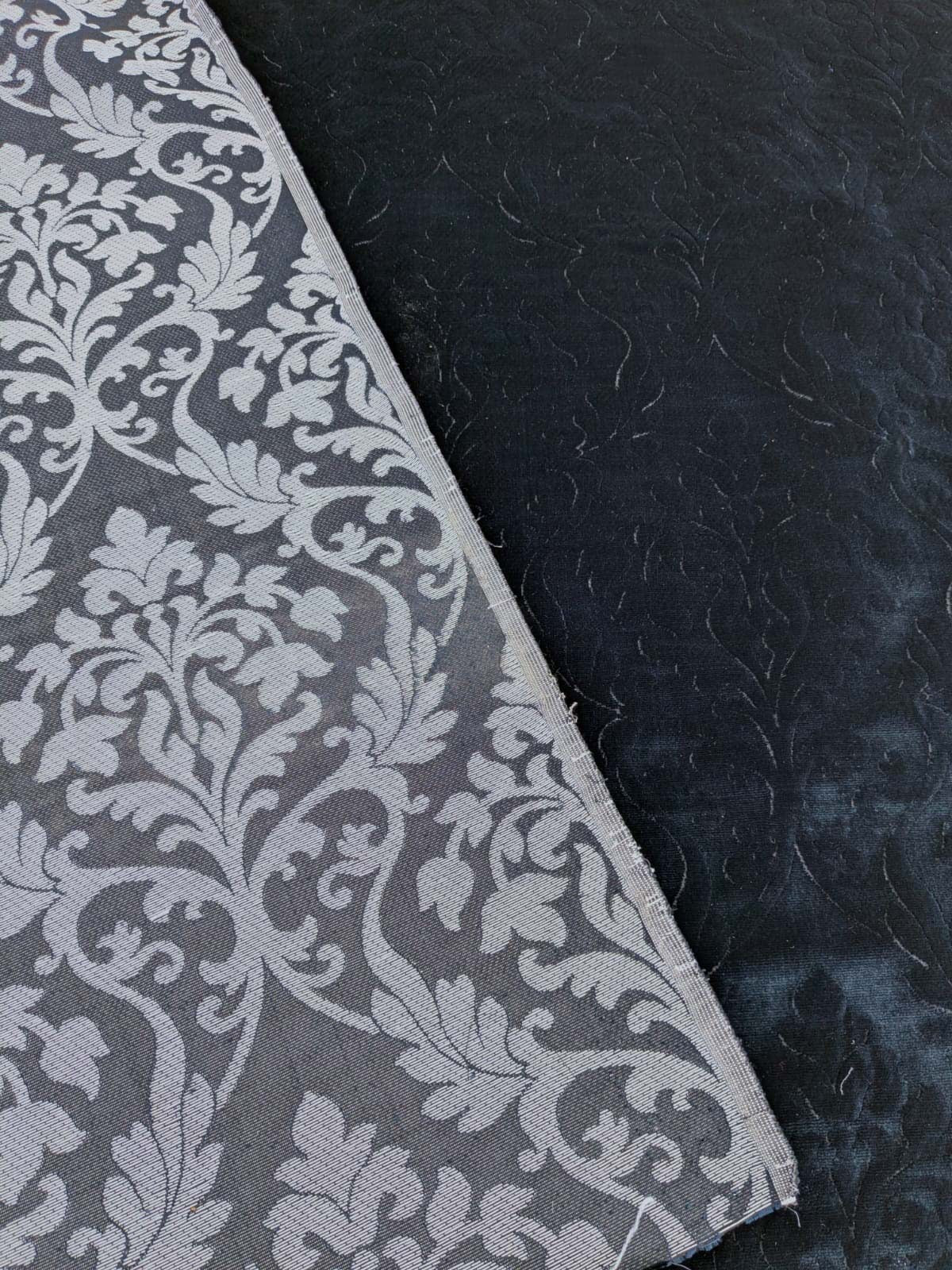 By yard Palazzo Grassi Silk Cut Velvet 100% Silk Pile Renaissance Damask Midnight Blue Pure Lux MSRP USD1000+/Y