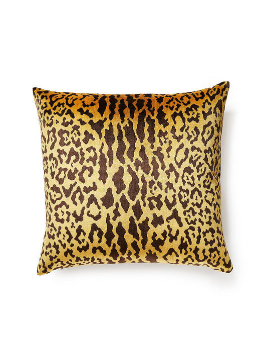 Scalamandre Leopard Velvet 22 X 22 - Gold / Brown Decorative Pillow