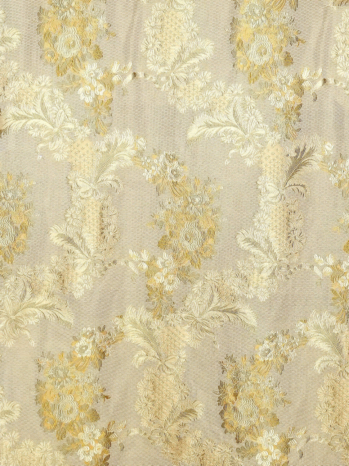 Special Order Scalamandre Old World Weavers La Verne Topaz Gold Beige Silk Lampas Cotton Floral MSRP USD472/y