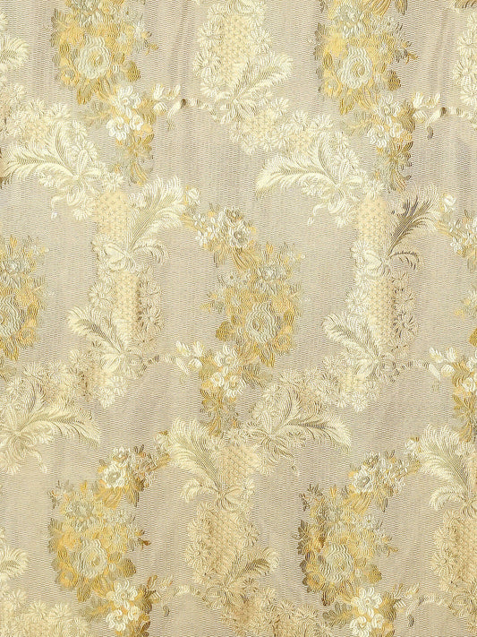 Special Order Scalamandre Old World Weavers La Verne Topaz Gold Beige Silk Lampas Cotton Floral MSRP USD472/y