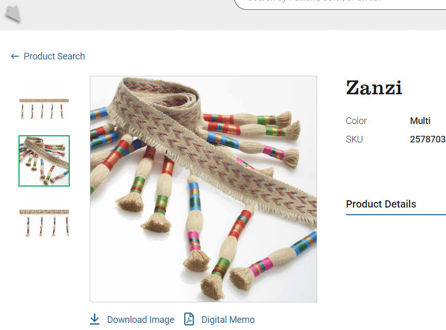 Clarence House Zanzi Trim  Color Multi SKU 2578703 Cotton Linen Tassel Special Order