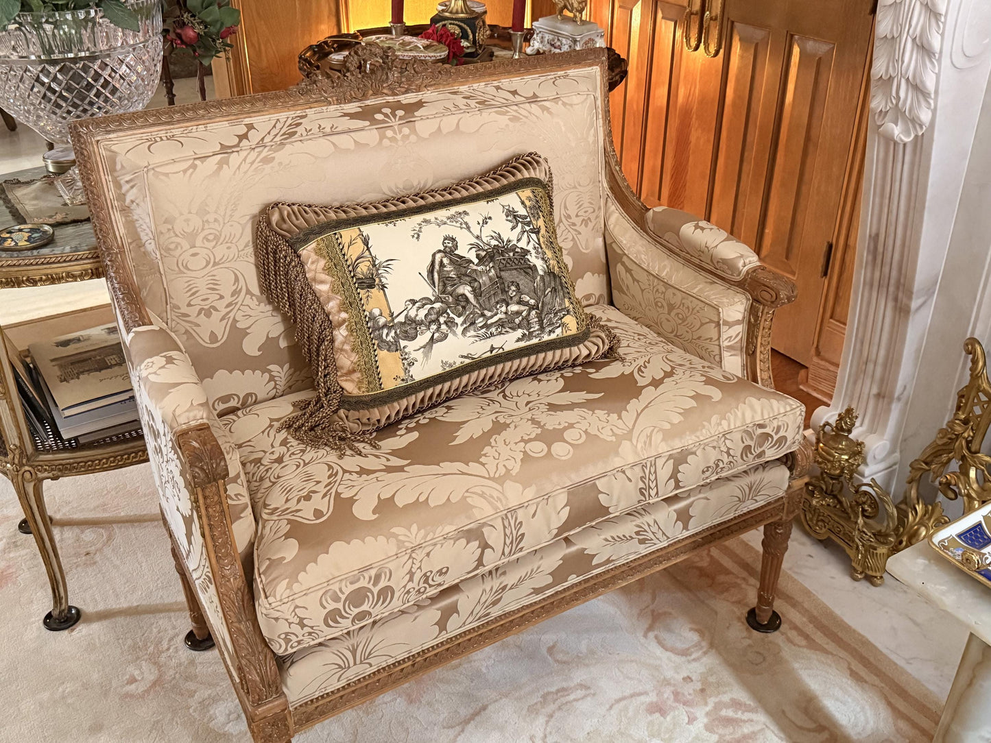 Clarence House Cosette Sand Silk & Cotton Satin Damask MSRP USD 334/Y