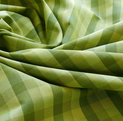 Smart! By Yard Donghia Apple Green Plaid Check Cotton&amp; Viscose Mid-Century MSRP USD 180/yard