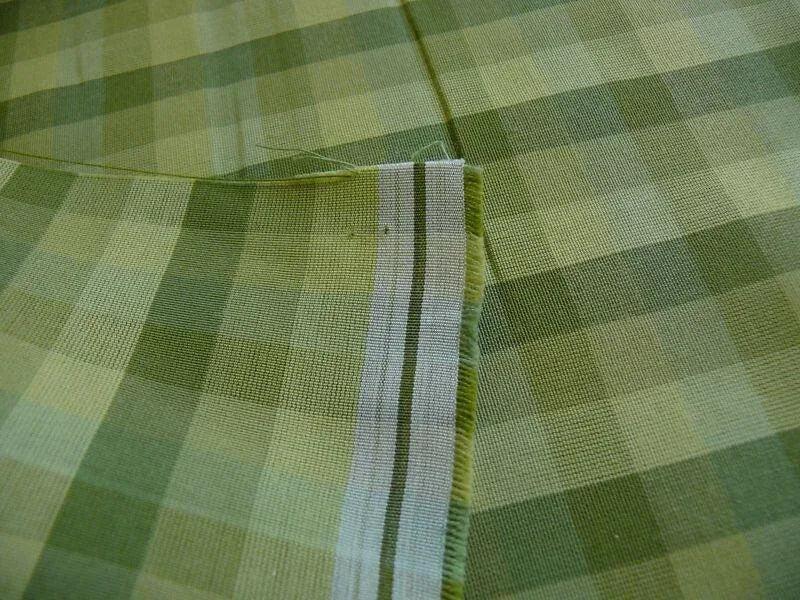 Smart! By Yard Donghia Apple Green Plaid Check Cotton&amp; Viscose Mid-Century MSRP USD 180/yard