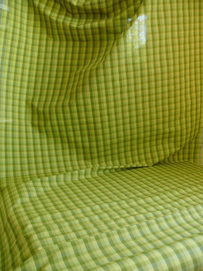 Smart! By Yard Donghia Apple Green Plaid Check Cotton&amp; Viscose Mid-Century MSRP USD 180/yard