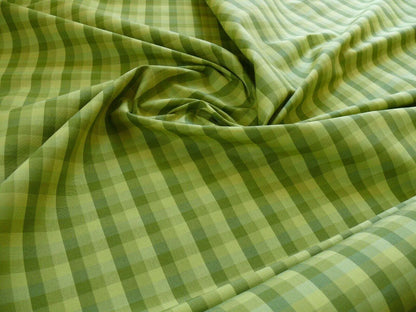 Smart! By Yard Donghia Apple Green Plaid Check Cotton&amp; Viscose Mid-Century MSRP USD 180/yard