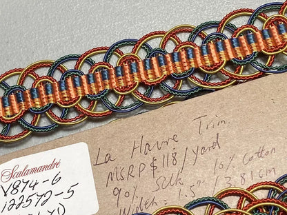 By YD Scalamandre La Havre Silk Trim Pink Blue Emerald Green Gold MSRPUSD128 V874-6