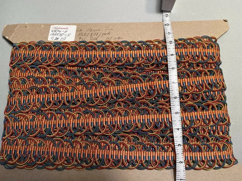 By YD Scalamandre La Havre Silk Trim Pink Blue Emerald Green Gold MSRPUSD128 V874-6