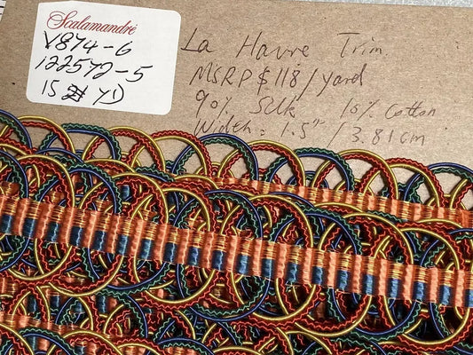 By YD Scalamandre La Havre Silk Trim Pink Blue Emerald Green Gold MSRPUSD128 V874-6