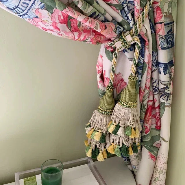 Scalamandre Silk Tiebacks Handmade Lyon Double Tassel Pastel Blue Pink Green MSRP USD440each T3187-02