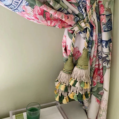 Scalamandre Silk Tiebacks Handmade Lyon Double Tassel Pastel Blue Pink Green MSRP USD440each T3187-02