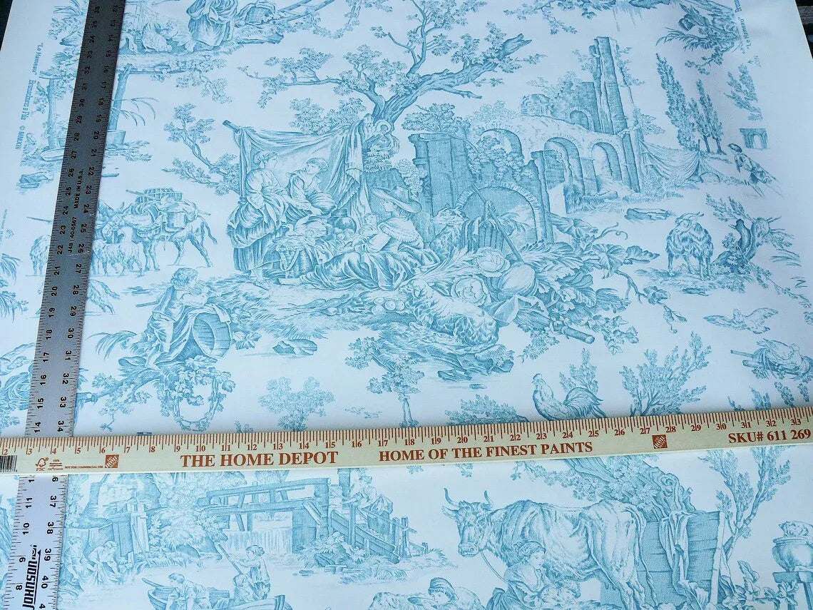 Brunschwig &amp; Fils Le Hameau Toile Aqua Wallpaper MSRP USD 336/Single