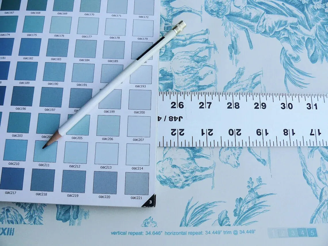 Brunschwig &amp; Fils Le Hameau Toile Aqua Wallpaper MSRP USD 336/Single