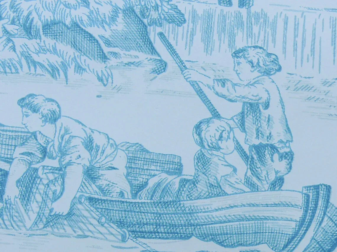 Brunschwig &amp; Fils Le Hameau Toile Aqua Wallpaper MSRP USD 336/Single