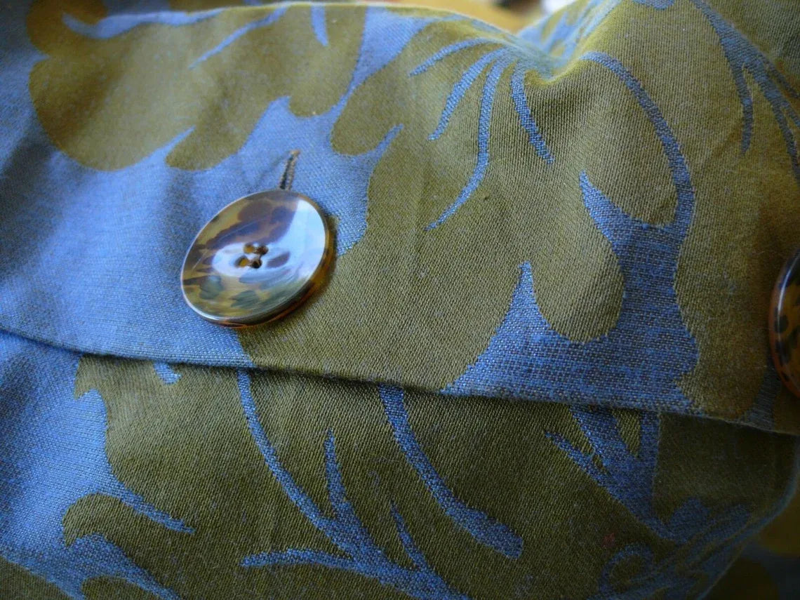 Ann Gish Designer 2 Pillows Damask Navy Blue Olive Gold 15X15" Goose Down MSRP400