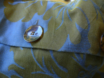 Ann Gish Designer 2 Pillows Damask Navy Blue Olive Gold 15X15" Goose Down MSRP400