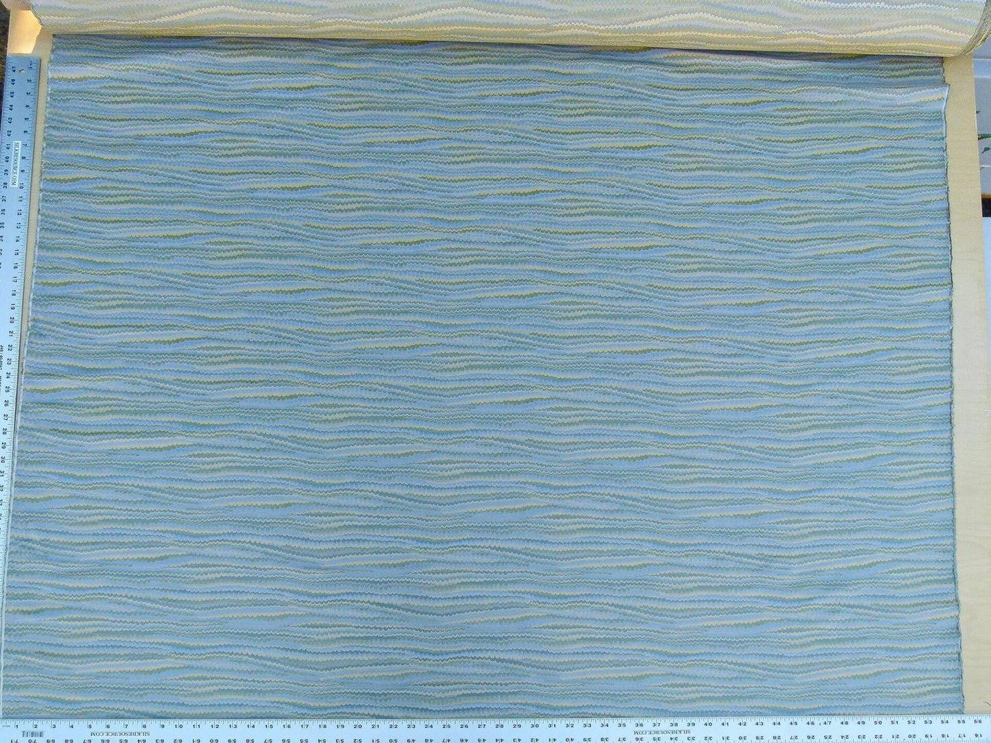 Scalamandre End Paper Caribbean 100% Silk Glamorous Marbled Paper Wave Light Blue Aqua Green Gold MSRP USD 378