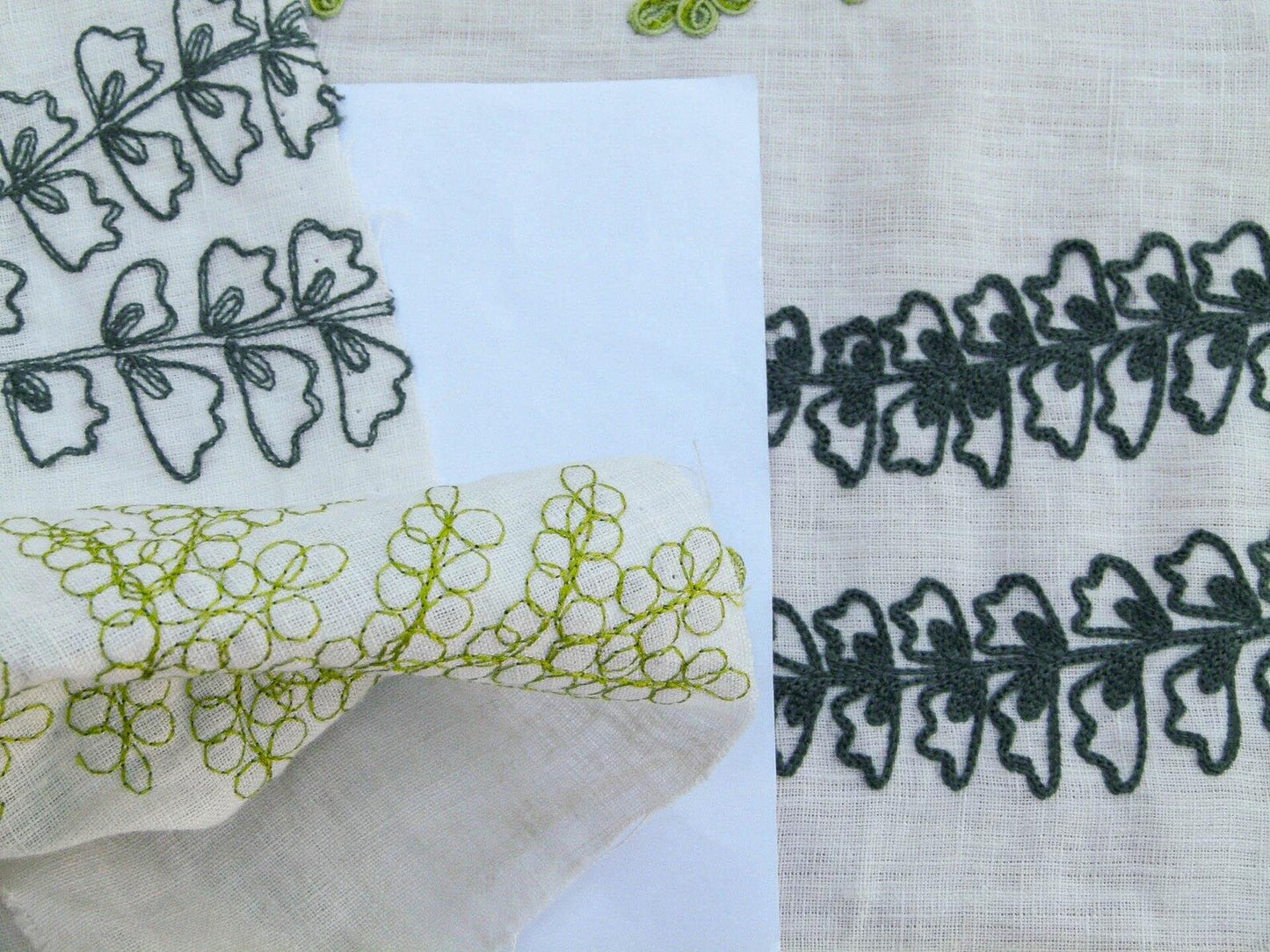 Scalamandre Harbor Green Seaweeds Ocean Plants Coral Reef Embroidery Linen MSRP USD 288