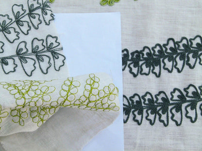 Scalamandre Harbor Green Seaweeds Ocean Plants Coral Reef Embroidery Linen MSRP USD 288