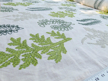 Scalamandre Harbor Green Seaweeds Ocean Plants Coral Reef Embroidery Linen MSRP USD 288