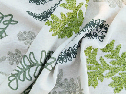 Scalamandre Harbor Green Seaweeds Ocean Plants Coral Reef Embroidery Linen MSRP USD 288