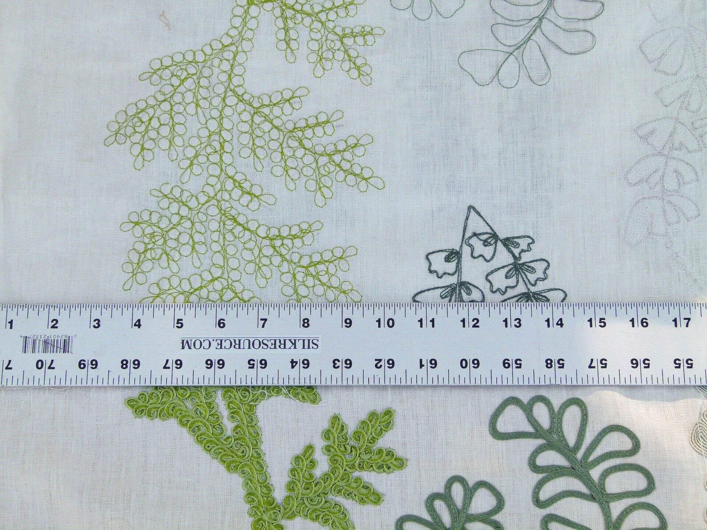 Scalamandre Harbor Green Seaweeds Ocean Plants Coral Reef Embroidery Linen MSRP USD 288