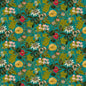 LEE JOFA KRAVET Passiflora Kingfisher Botanical Wildflowers Foliage Velvet Fabric Cyan Blue Multi - Special Order -By The Yard