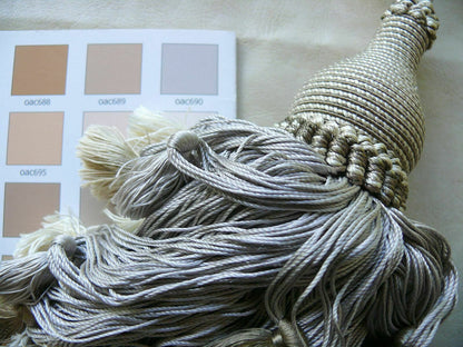 Scalamandre Vichy 100% Silk Double Tie Back "stone" Neutrals Msrp USD339