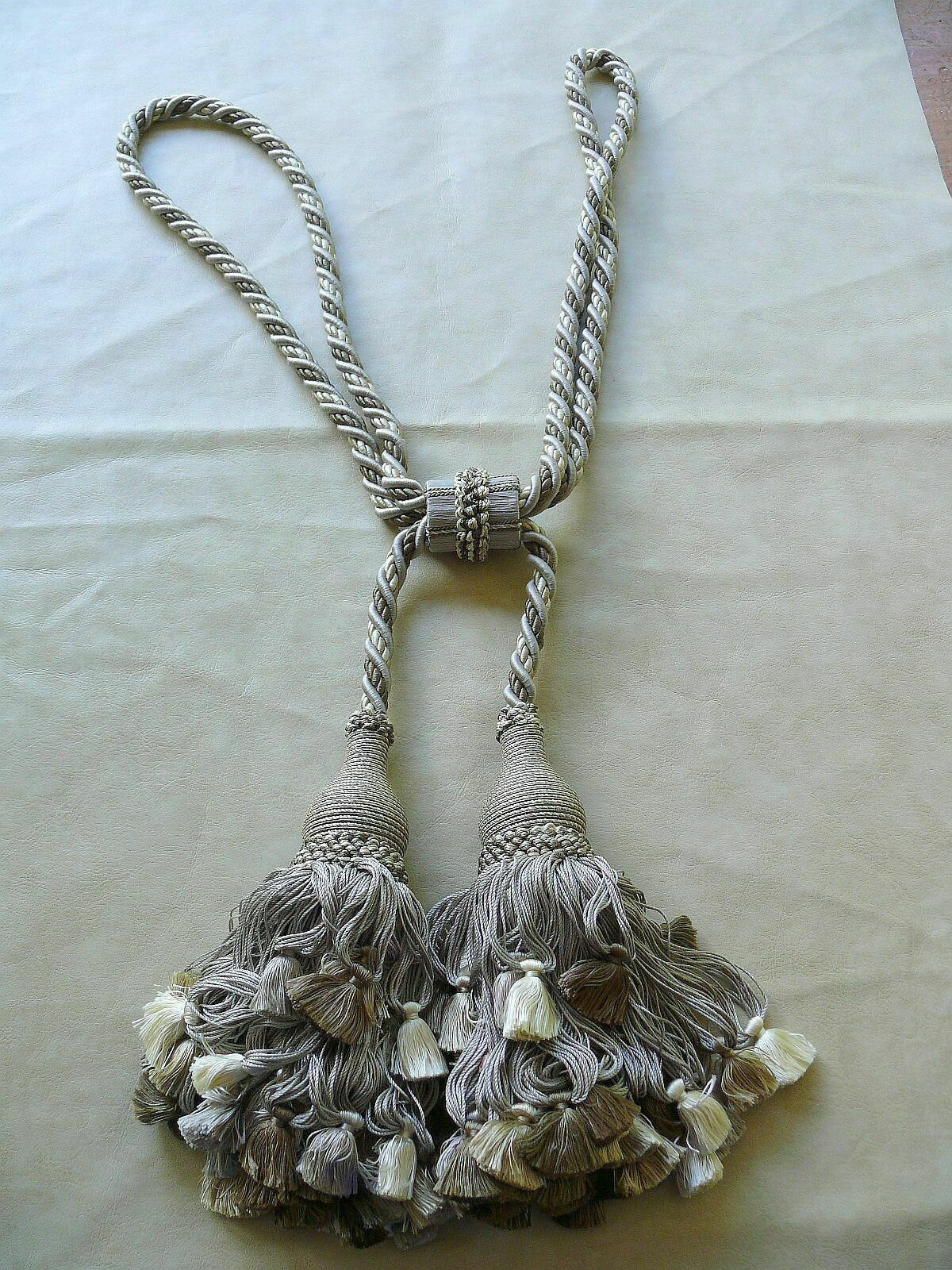 Scalamandre Vichy 100% Silk Double Tie Back "stone" Neutrals Msrp USD339