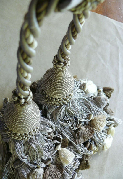 Scalamandre Vichy 100% Silk Double Tie Back "stone" Neutrals Msrp USD339