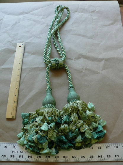 Scalamandre Vichy 100% Silk Double Tie Back Grass Greens Each MSRP USD440/each