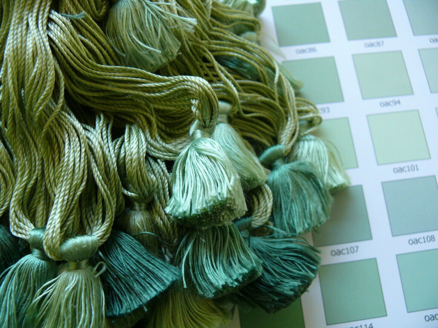 Scalamandre Vichy 100% Silk Double Tie Back Grass Greens Each MSRP USD440/each