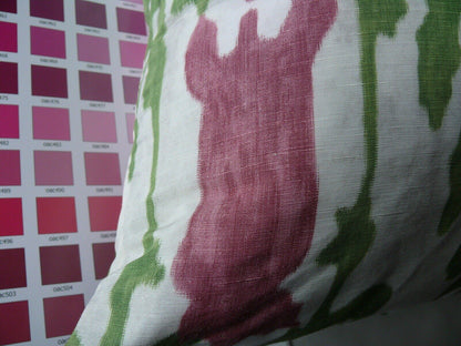 Scalamandre Designer Pillow 18x18" BIG! Ikat Green Pink Yellow