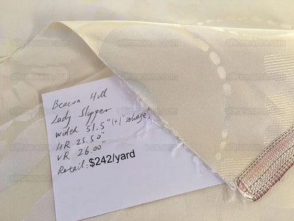 Beacon Hill 100% Silk Damask Lady's Slipper Orchid Antique White Neoclassical MSRP USD 242/Y