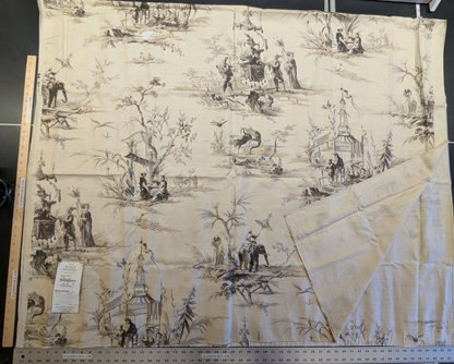 14 Berkbox50 Scalamandre Square 2.4yd Voyage En Chine Black Chinoiserie Asian Garden Elephant MSRP USD 388/Yard