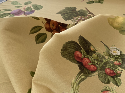 By Vertical Repeat 40 Inches Scalamandre Les Fruits Multi on Maize Grape Strawberry Cherry Plum Pear Blue MSRP USD 220/Y