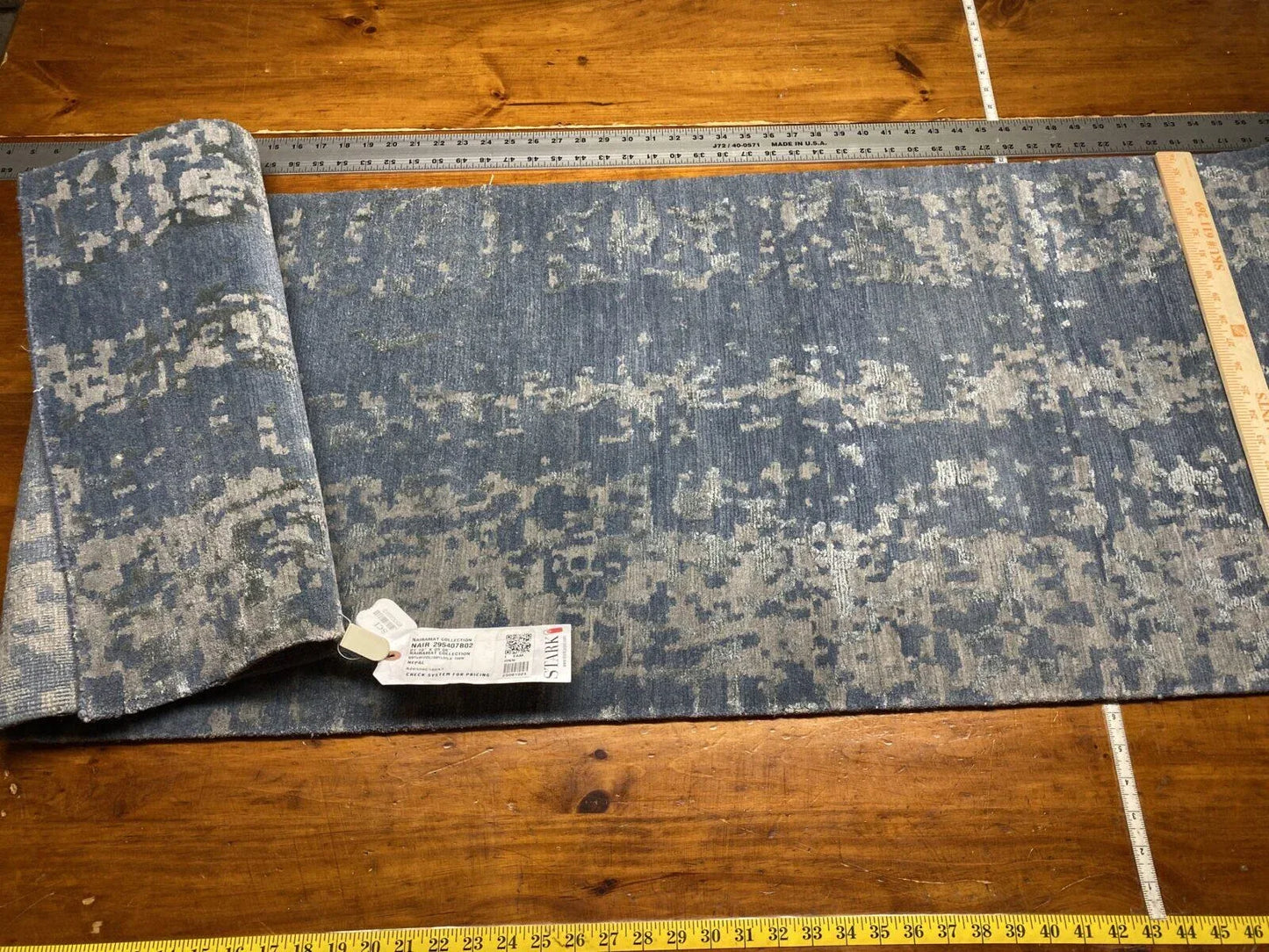 Stark Carpet Silk Rug Nairamat Collection Wool Silk Hand Knotted 1’10” X5’6” Blue Cloud