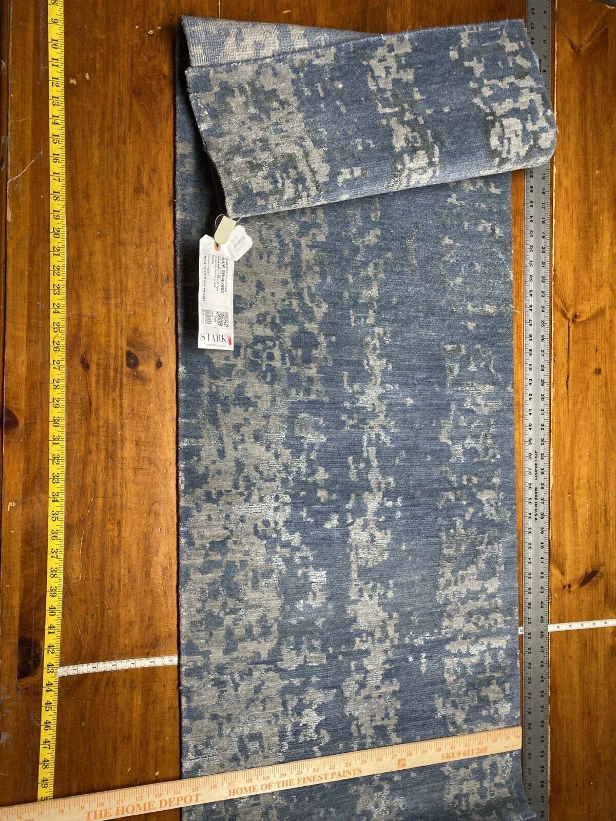 Stark Carpet Silk Rug Nairamat Collection Wool Silk Hand Knotted 1’10” X5’6” Blue Cloud