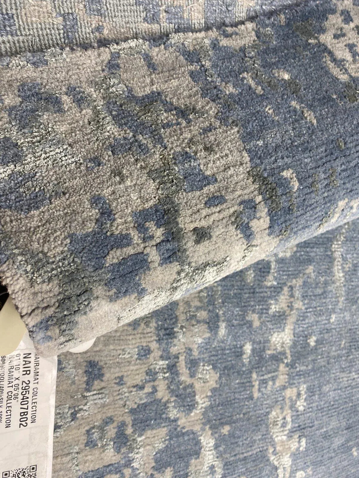 Stark Carpet Silk Rug Nairamat Collection Wool Silk Hand Knotted 1’10” X5’6” Blue Cloud