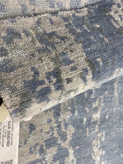 Stark Carpet Silk Rug Nairamat Collection Wool Silk Hand Knotted 1’10” X5’6” Blue Cloud