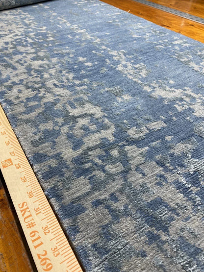 Stark Carpet Silk Rug Nairamat Collection Wool Silk Hand Knotted 1’10” X5’6” Blue Cloud
