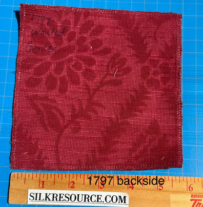 By yard Walled Garden Linen Velvet Gauffrage Rose Peony Lily Tulip Renaissance Embossed Velvet Indian Red MSRP USD 898/Y