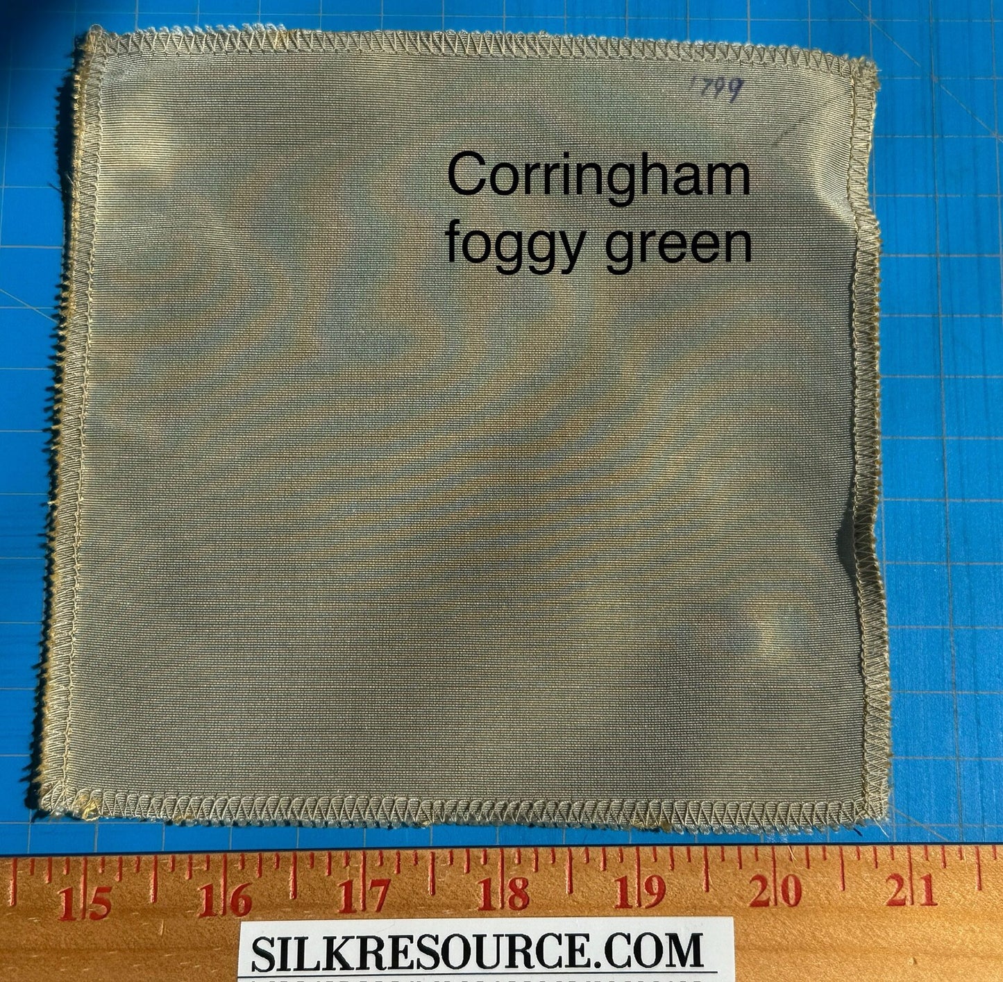 Corringham Foggy Green Thick Crisp Silk Faille High End Fabric - Green - By The Yard