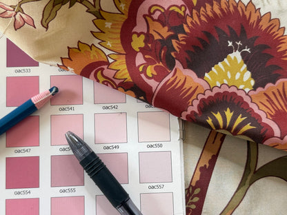 Scalamandre Baradi Blossom On Chablis Pink Jacobean Palampore Tree Of Life Printed Silk Pink Green On Cream White MSRP USD 192/y